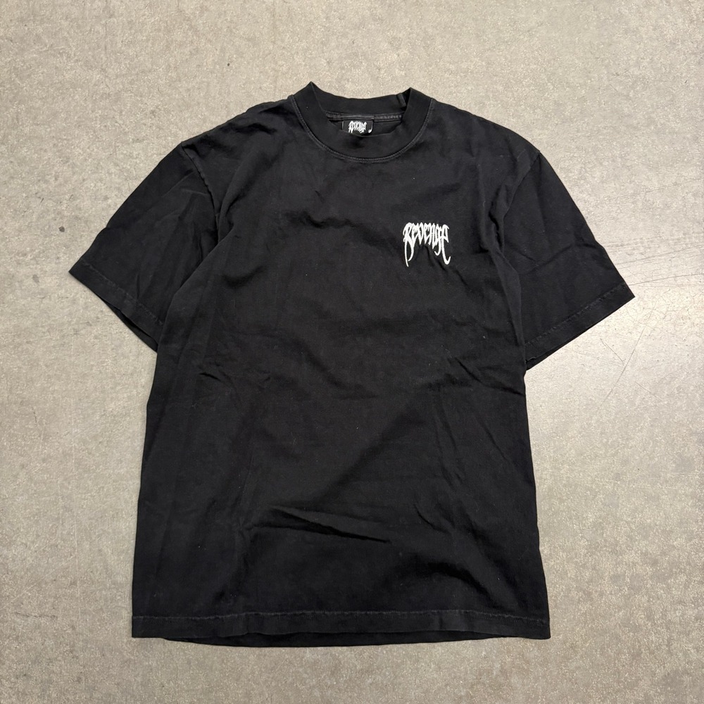 Revenge Embroidered Logo Black T-Shirt Mens Small Streetwear Tee